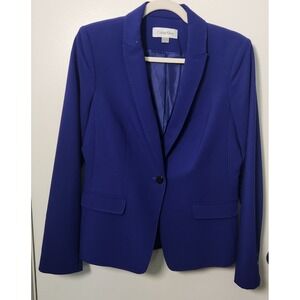 Calvin Klein Women's Purple Size 6 Single Breast Blazer Lined Notched Lapel